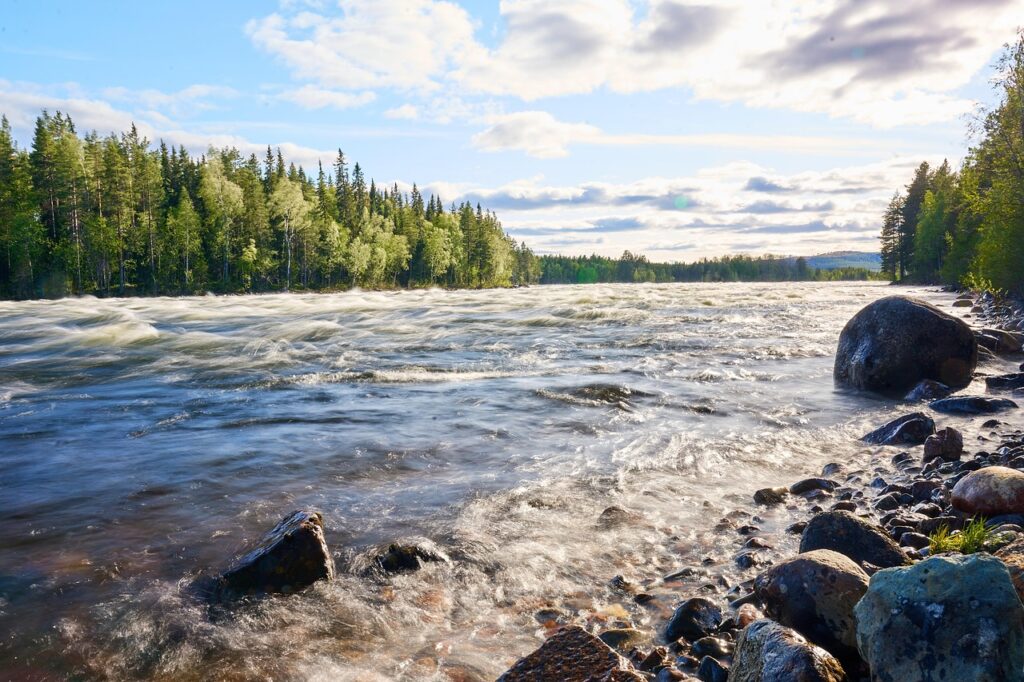 sweden, storforsen, waterfall, rapids, nature, energy